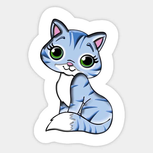 My Blue Cute Kitty Sticker by Zodiac Mania